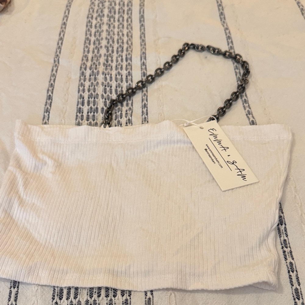 White tube top with chain strap